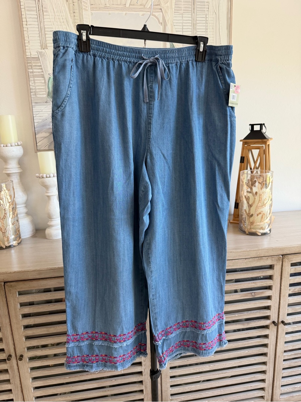John Mark Pull-on Pant with Drawstrings- Chambray
